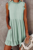 Pocketed Ruffle Babydoll Dress