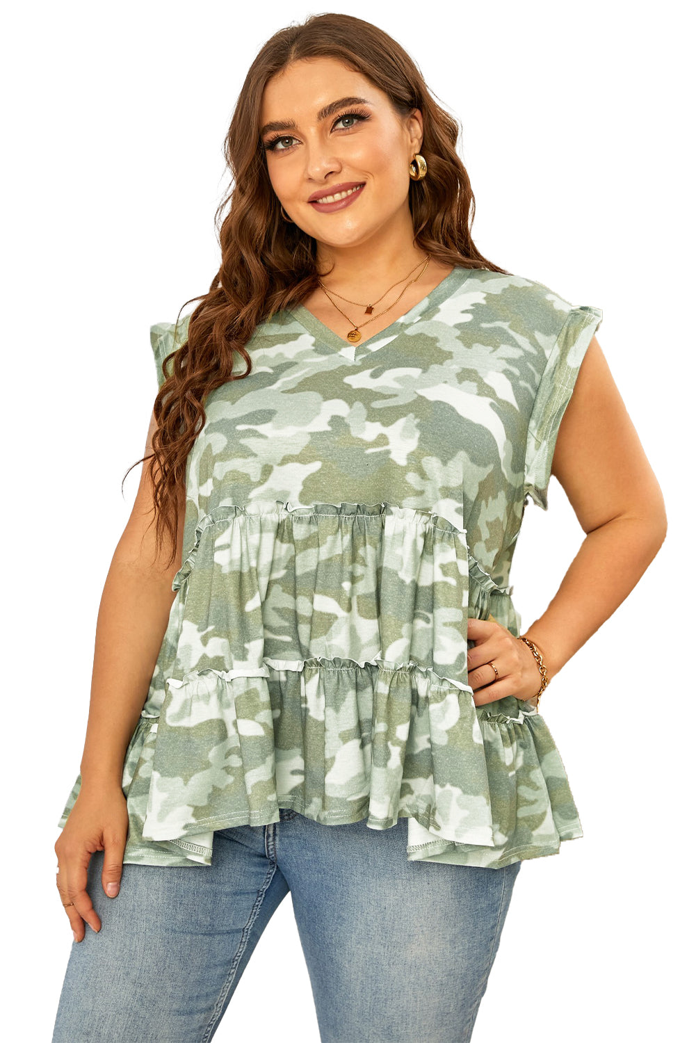 Plus Size Ruffled Tiered Babydoll Tank Top