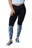 Crossover High Waist Aztec Print Patchwork Yoga Leggings