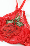 Floral Embroidery Lace Bralette Set