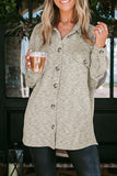 Joint Patch Buttoned Turndown Collar Shacket