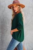 Loose Fit Wide Neck Batwing Sleeves Top