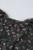 Floral Print Belted Ruffled V Neck Sleeveless Top