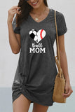Women’s Casual Summer Comfy V Neck Solid Color Dress Fashion Tie Knot T-Shirt Dress Short Dress