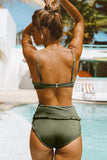 Multicolor Fruit Print Ruffled Detail High Waist Bikini