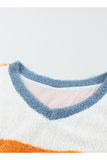 Fleece Colorblock Dolman Sleeves Pullover Top