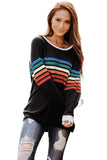 Rainbow Print White Long Sleeve Top