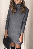 Turtleneck Long Sleeve Knitted Sweater Dress