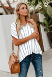 Striped Short Sleeve Buttoned Pocket Shirt