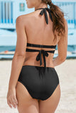 Halter Neck Criss Cross High Waist Bikini Set