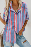 Button Striped Short Sleeves Shirt