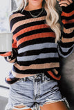Black Striped Drop Shoulder Sweater