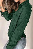 Long Sleeve Button Fuzzy Polka Dot Shirt