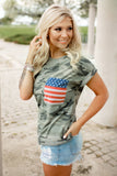 Camouflage Printed American Flag Pocket T-shirt