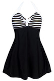 Stripes Black One-piece Swimdress