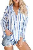 Stripe Print Button Down Shirt with Pocket