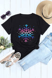 Gradient Snowflake Graphic Print Short Sleeve T Shirt