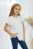 Little Girl Swiss Dot Ruffle Sleeves Top