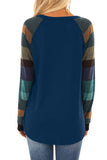 Color Block Striped Pocket Long Sleeve Top