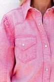 Acid Washed Snap Buttons Denim Shirt