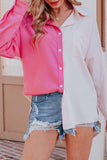 Contrast stitched single breasted off shoulder Long Sleeve Shirt