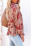 Split V Neck Printed Blouse