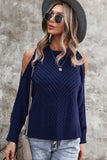 Cold Shoulder Texture Long Sleeve Sweater