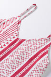 Boho Print V Neck Front Buttons Thin Straps Tank