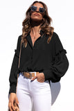 Ruffled Patchwork Bubble Sleeve Loose Shirt