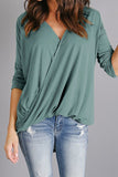 Light Gray Wrap Hi-lo Hem Blouse