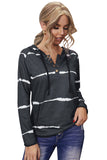 Tie-dye Stripe Button Drawstring Hoodie