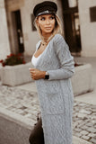 Cable Knit Open Front Long Cardigan
