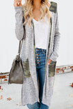 Solid Patchwork Long Striped Cardigan with Pockets