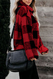 Plaid Zip Collar Plush Pullover Sweatshirt