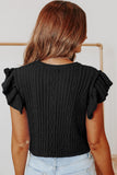 Ruffle Sleeve Cable Knit Sweater