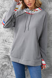 Rainbow Color Stripe Print Elbow Patch Hoodie