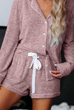 Long Sleeve Drawstring Button Loungewear