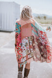 Multicolor Bohemian Floral Print Kimono