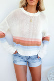 Ribbed Round Neck Striped Sweater