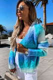 Multicolor Gradient Open Front Colorblock Tie-dye Cardigan