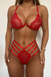 Sexy Lace Crisscross Back Triangle Bra & Lace-up Thong Set