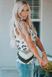 Leopard Color Block Notched Neck Hole Tank