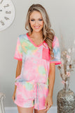 Tie Dye T Shirt and Drawstring Shorts Lounge Set