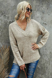 V neck Drop Shoulder Knitted Sweater