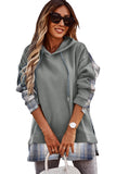 Plaid Splicing Drawstring Hoodie