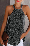 Khaki Dotted Print Tank with Slit