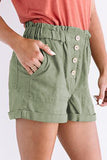 Khaki Cuffed High Waist Shorts