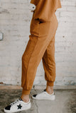 Letter Print Long Sleeve Crop Top and Elastic Waist Pants Set