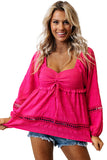 Eyelet Insert Textured Babydoll Top