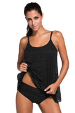 Lace Overlay Spaghetti Straps Tankini Swimsuit